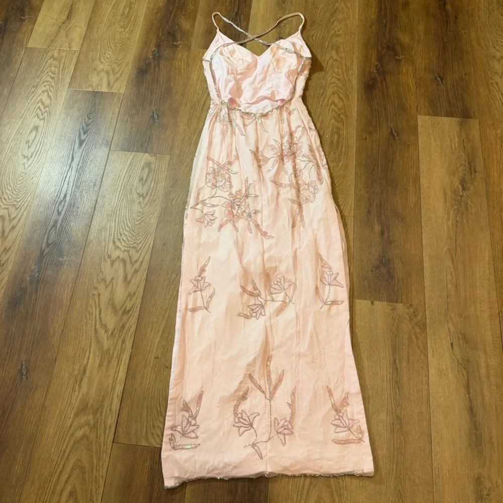 Vintage 100% Silk Beaded Dress Vintage Beaded Dress Floral Butterfly Prom